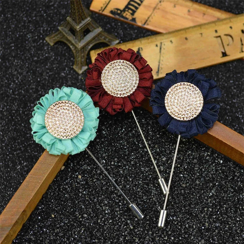 PINKSEE ручная работа цветок Мужская одежда рубашка ткань корсаж брошь Подсолнух