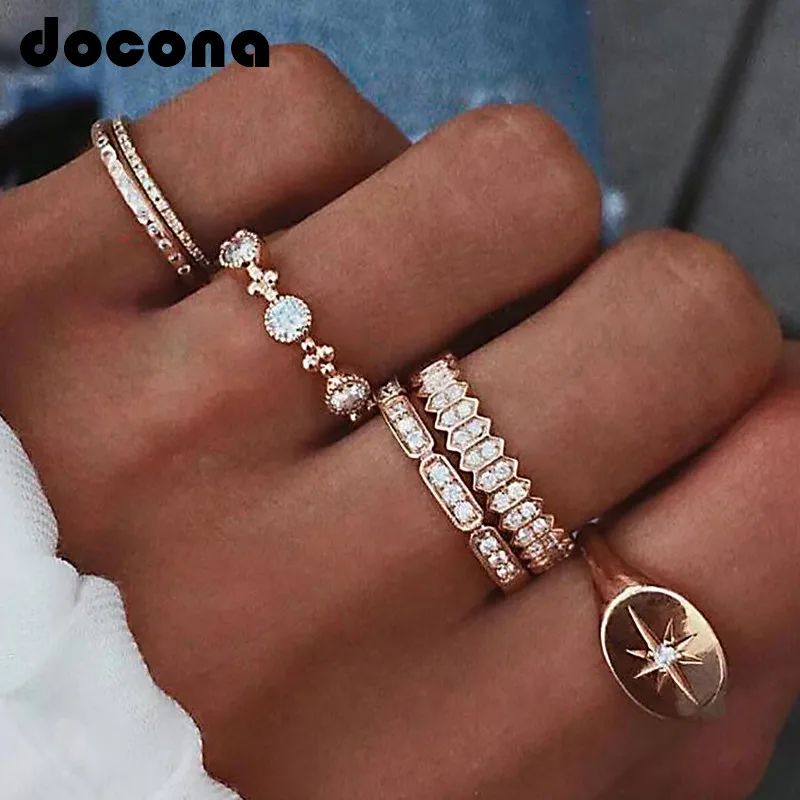 Набор Колец docona в стиле бохо для женщин комплект колец средней длины золотистого