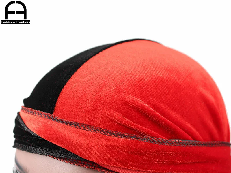 Мужская бархатная бандана Durags роскошная двухцветная бандана-тюрбан головной