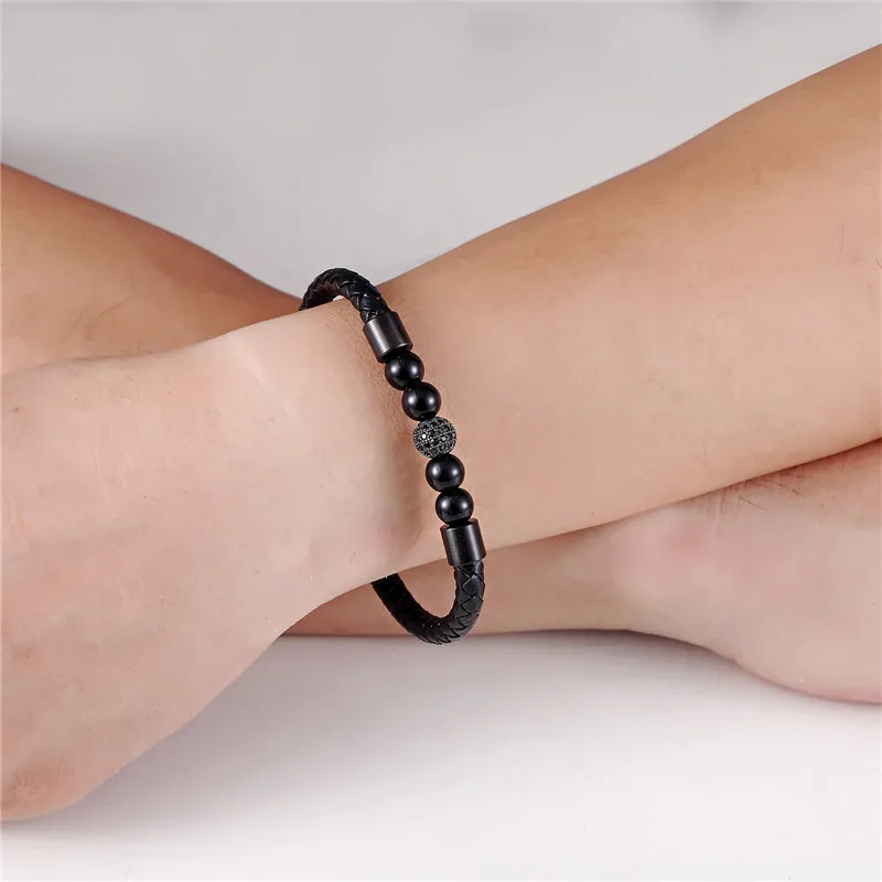 Бобо 8 мм Бальные браслеты для мужчин и женщин нержавеющая сталь черная