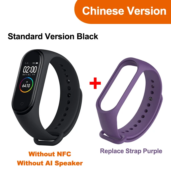 Add Purple Strap Original Newest Xiaomi Mi Band 4 Smart Miband 4 Bracelet Heart Rate Fitness AMOLED Color Screen Bluetooth 5.0 - Цвет: Add Purple Strap