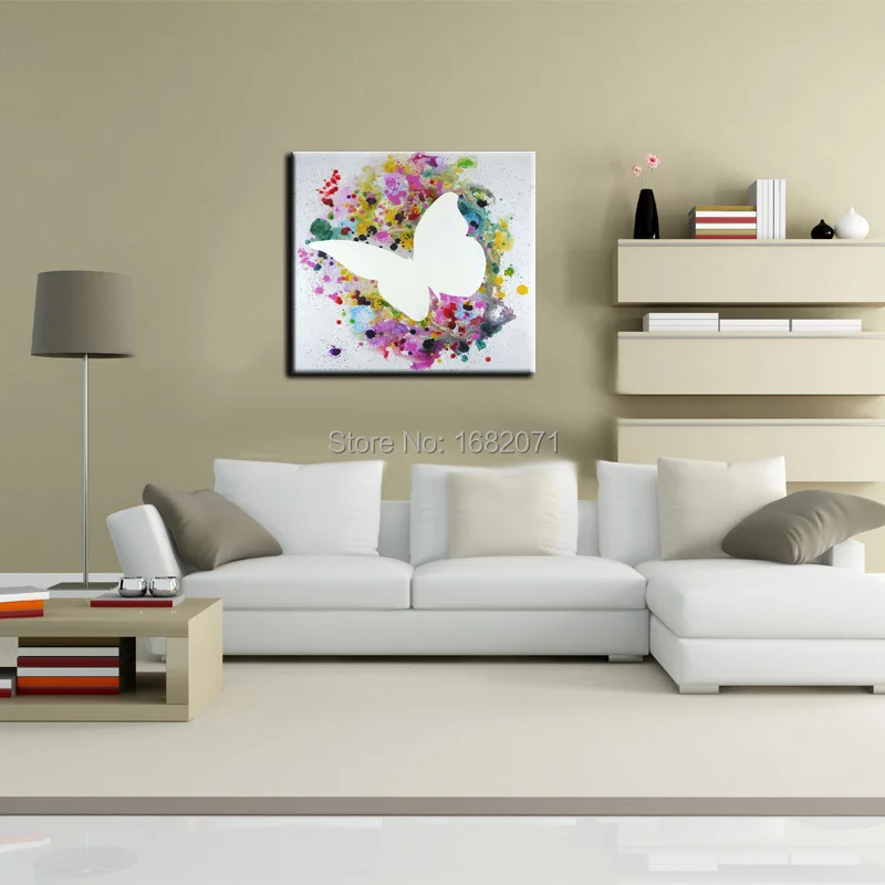 Уникальный дизайн Современная Масляная картина с белыми бабочками для украшения