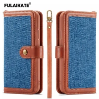 fulaikate 2 in 1 cloth wallet flip case for iphone xs max xr strap card pouch back cover for iphone 6s 7 8 plus x phone bag