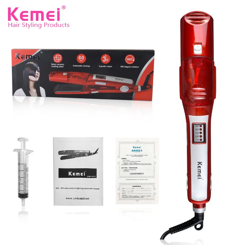 Kemei KM-3011 Утюг Электрические волосы бигуди ЕС штекер паровой спрей устройство керамическое покрытие пара-взрыв быстрые волосы электрический утюжок для волос