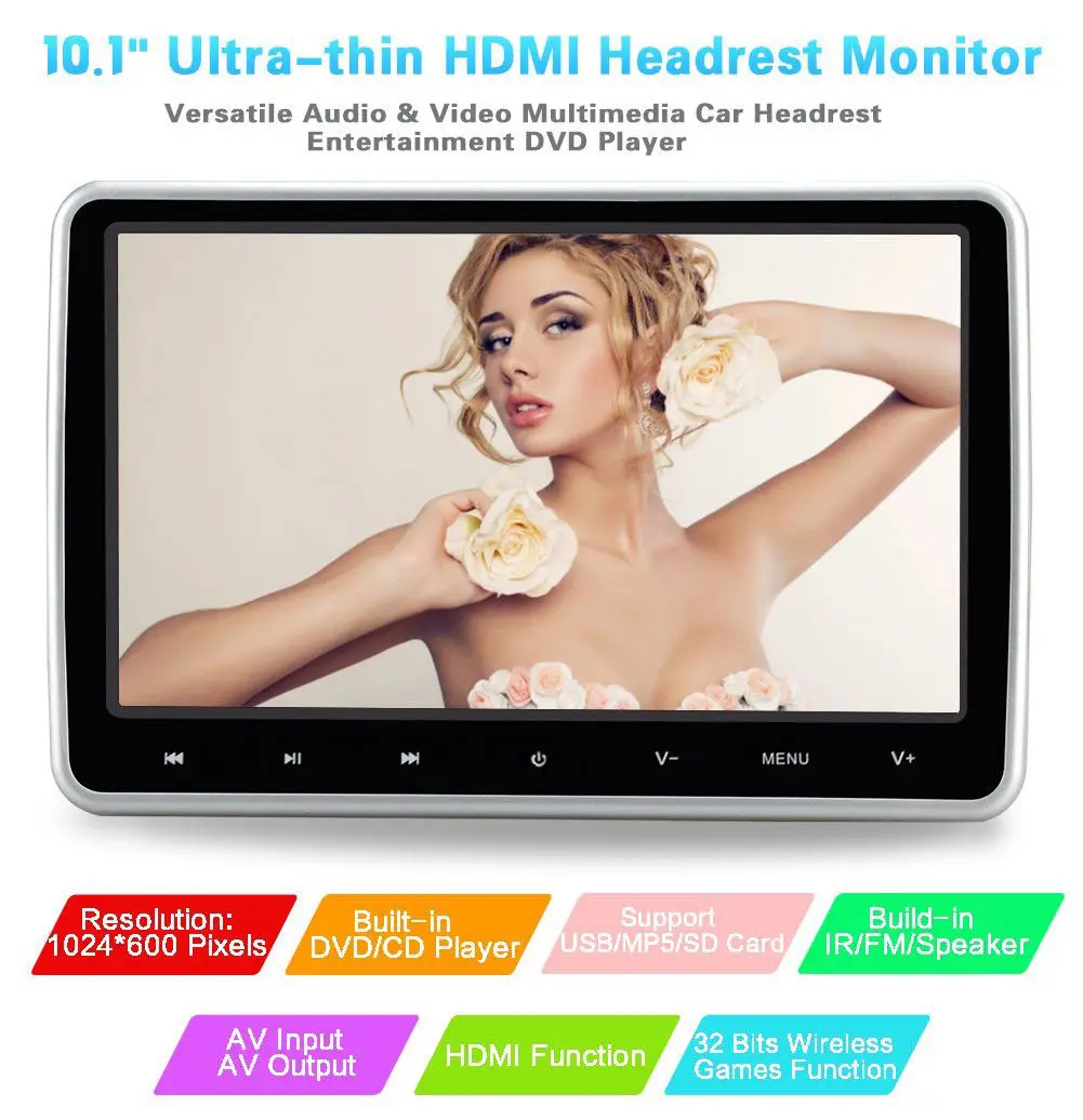10 1 &quotHD подголовник DVD плеер Автомобильный мультимедийный задний сиденье