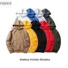 Толстовка мужская однотонная, Повседневный пуловер, худи, европейские размеры FGKKS модные брендовые, 2020, осень S-2XL
