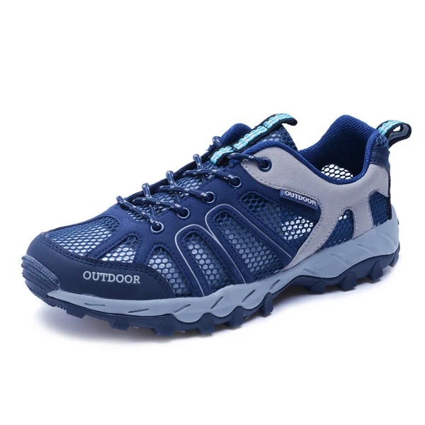 Navy Blue Мужские и женские уличные спортивные летние треккинговые ботинки с дышащей сеткой, верхняя походная обувь для альпинизма, износостойкие горные кроссовки - Цвет: Navy Blue