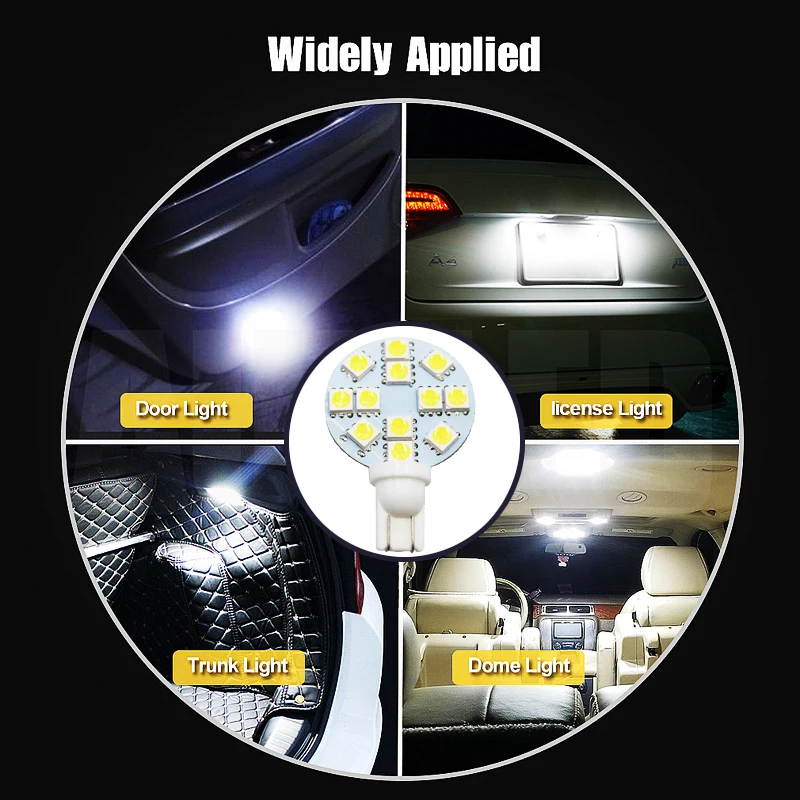 2X T10 стояночные огни DC 12V Авто W5W Клин Led Автомобильный свет 12-SMD 5050 теплый белый