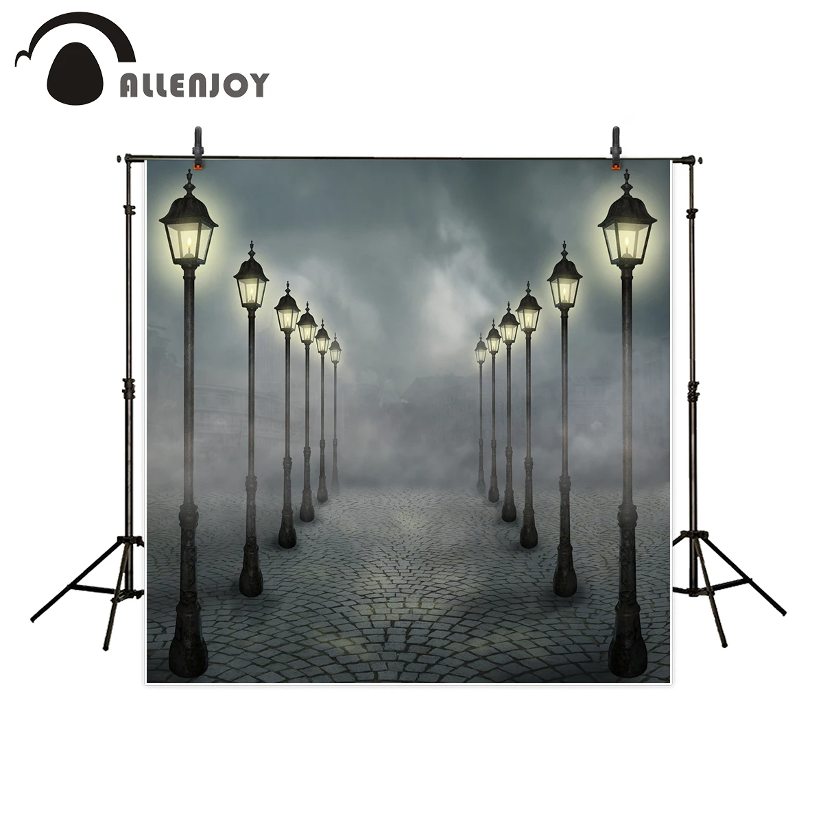 Фотофон Allenjoy для фотостудии фон с темными дымчатыми домами уличное освещение