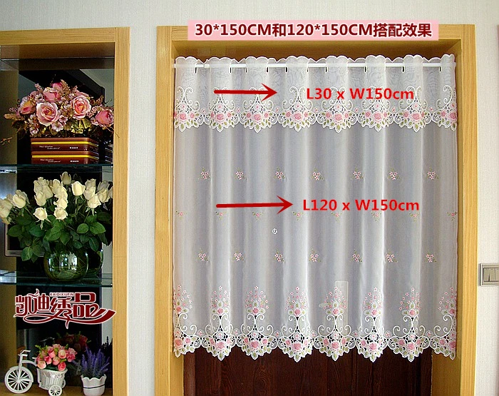 countryside half curtain embroidered tulle valance light shading coffee curtain for kitchen for cabinet door a 105 free global shipping