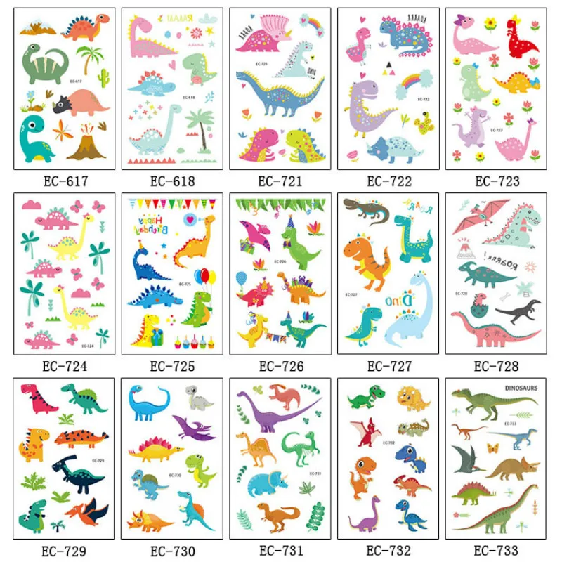 

10pcs Tropical Jungle Party Dinosaur Disposable Tattoo Sticker Baby Shower Safari Birthday Party Decorations Kids Party Favors