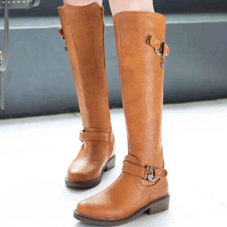 Zapatos mujer sapato женская утепленная сапоги до колена Дамская обувь в винтажном стиле