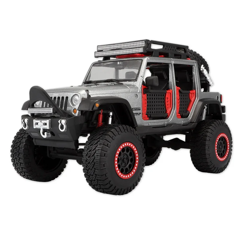 1:24 моделирование сплава модель гоночной машины игрушка для Jeep Wrangler с рулевым колесом управления переднее колесо рулевая игрушка для детей - Цвет: Серый