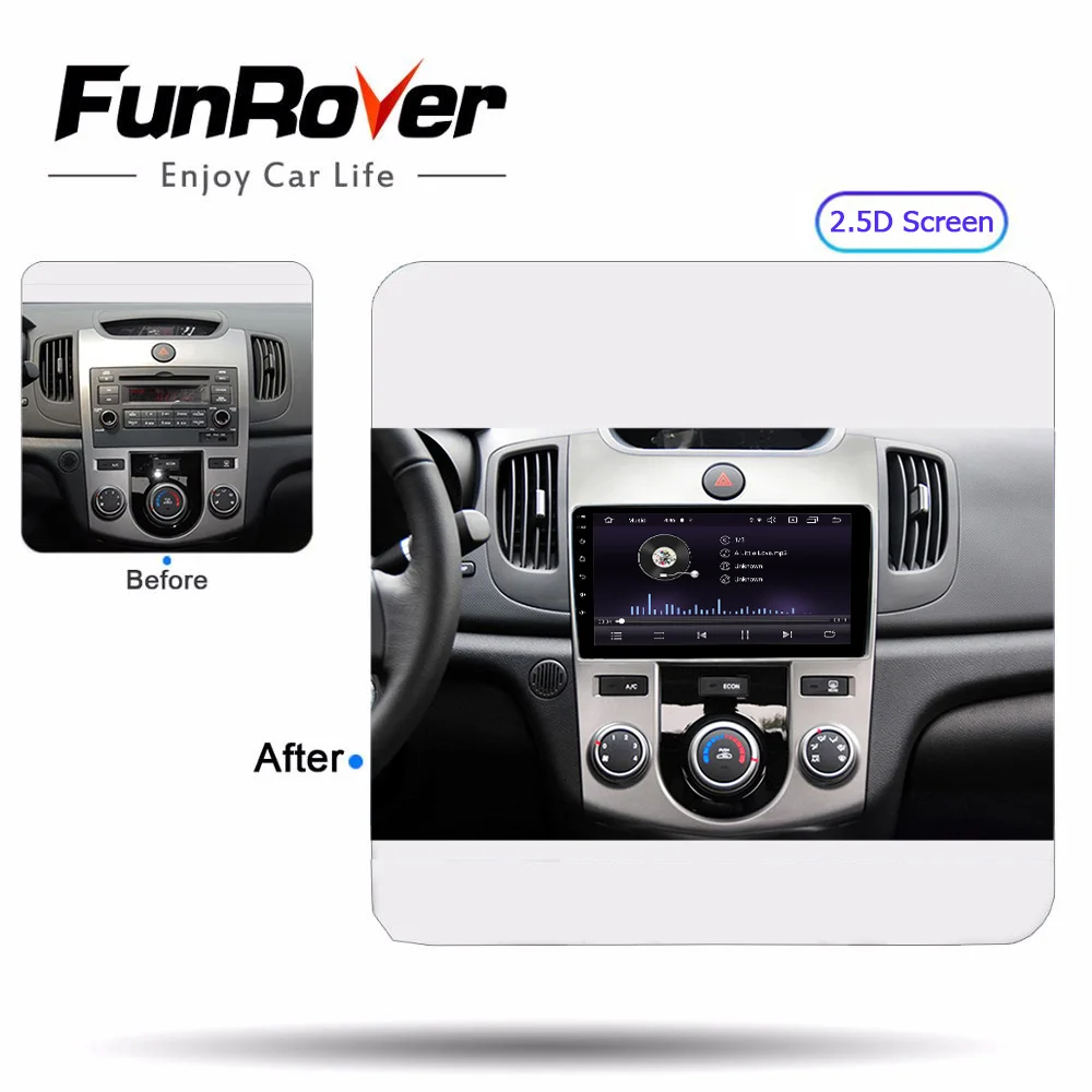 Funrover 2.5D + IPS android 9 0 Автомобильный мультимедийный плеер для KIA Forte Cerato 2008 2009 2010 2011 2012