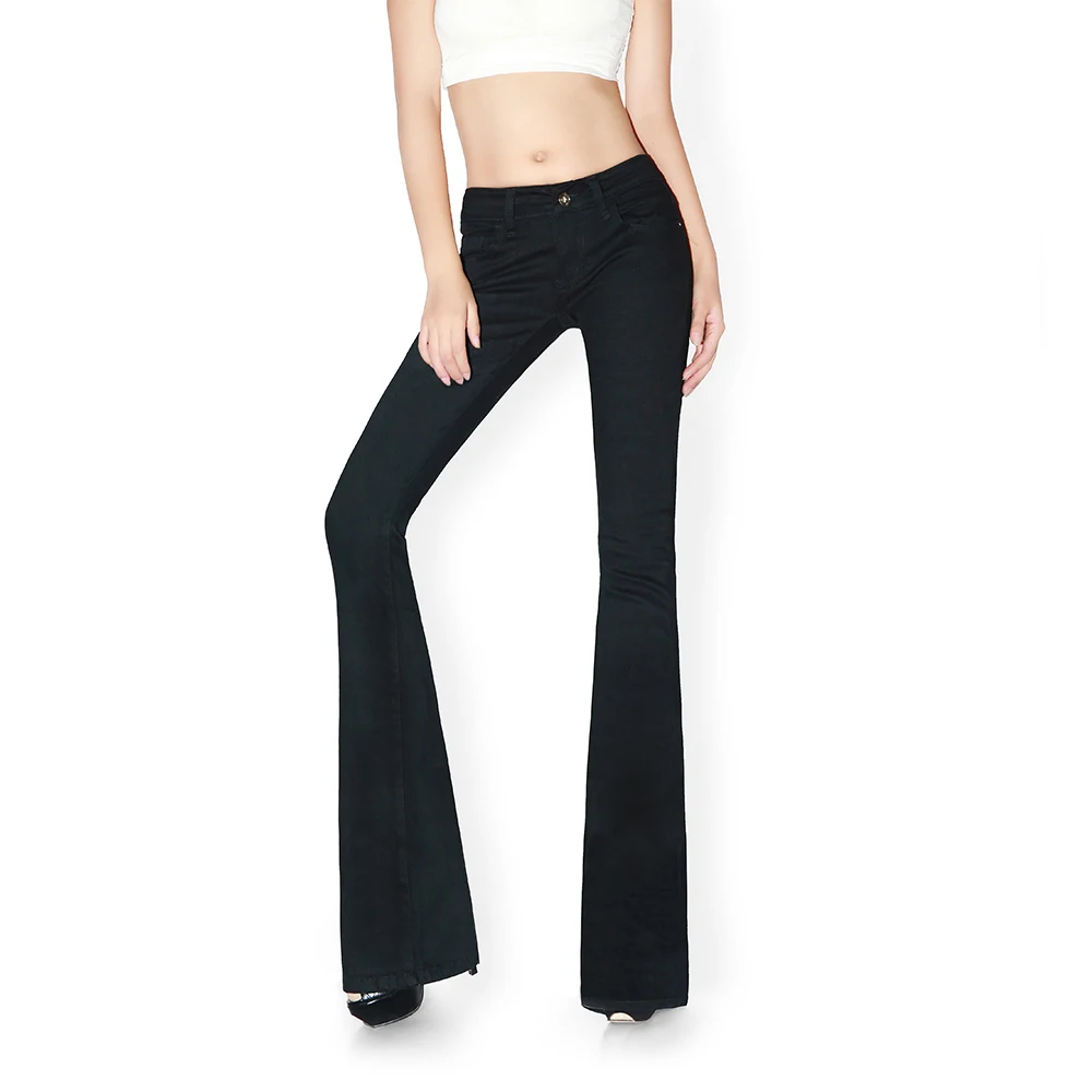 Fashion New Black White Super Flare Jeans Sexy Stretch Jeans Femme Plus Size Hippie Wide Leg Denim Pants Women