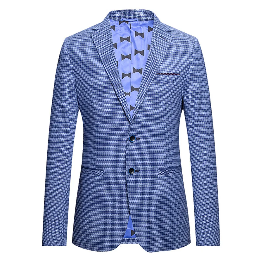 Мужской Хлопковый блейзер в клетку с двумя пуговицами|Пиджаки| |