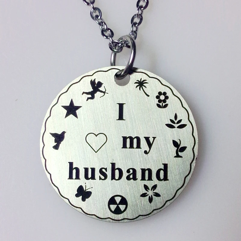 

10pcs/lot stainless steel i love my husband charm pendant necklace