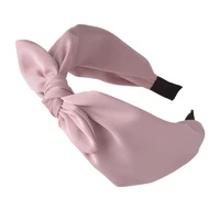korea wide knotted headbands for women pink rabbit ears hairband solid bow head band cute girls hair hoop hair accessories