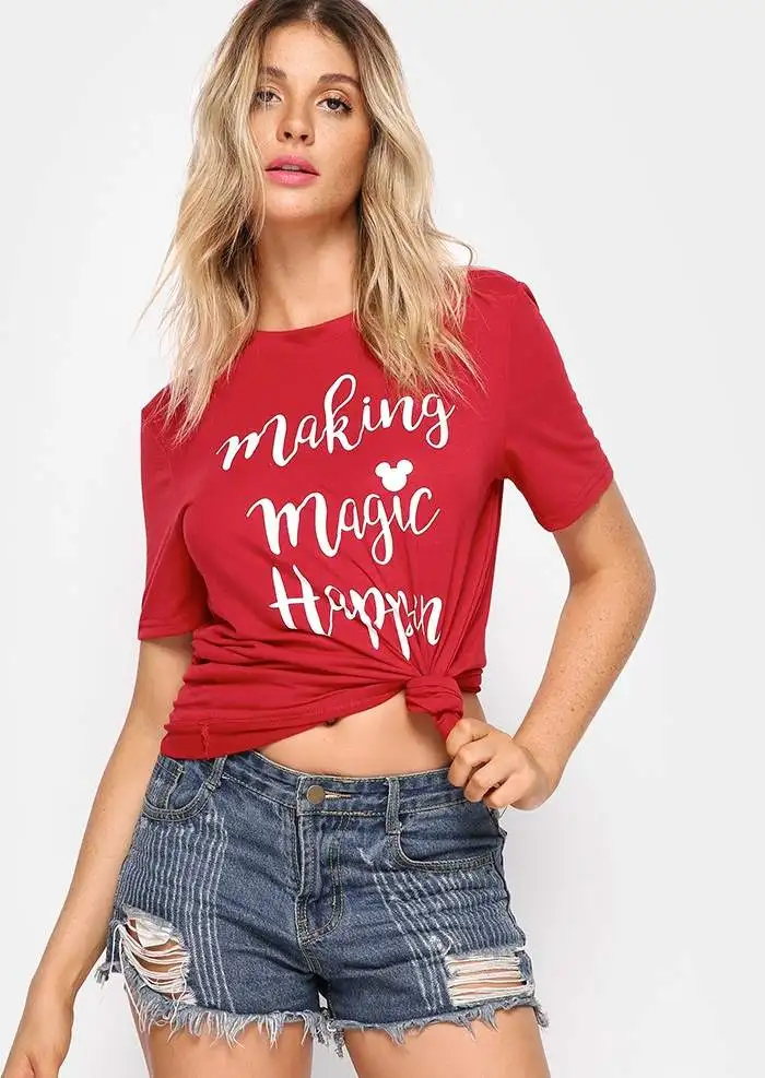 Женская футболка из хлопка с надписью Making magic происходит|Футболки| |