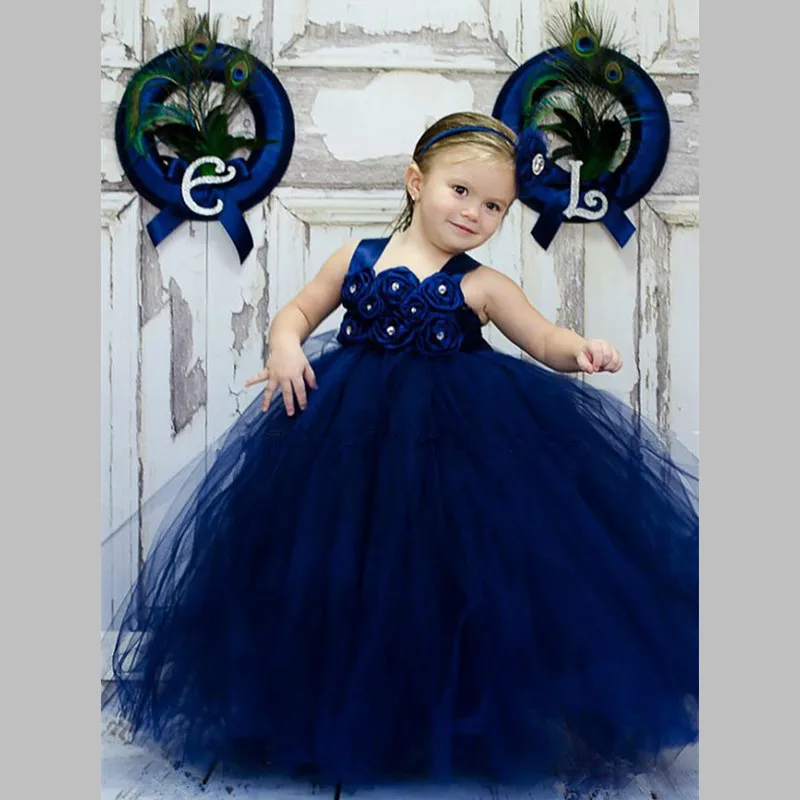Handmade New Navy Girl Tulle Tutu Dress Baby Flower Dresses Kid Birthday Wedding Bridesmaid Pageant Graduation Formal | Детская одежда
