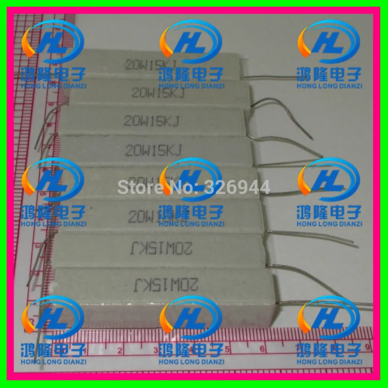 

(10pcs/lot) 20W 15K ohm +/-5% Horizontal cement resistor / 20W 15KJ ohm 5% Cement resistance / 20W 15KRJ Ceramic resistor