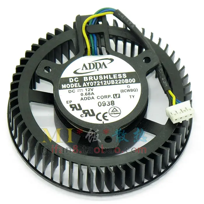 4-проводной серверный Вентилятор охлаждения без рамы ADDA AY07212UB220B00 DC 12 В 0,68 А