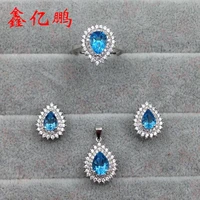 925 silver inlay natural topaz suit