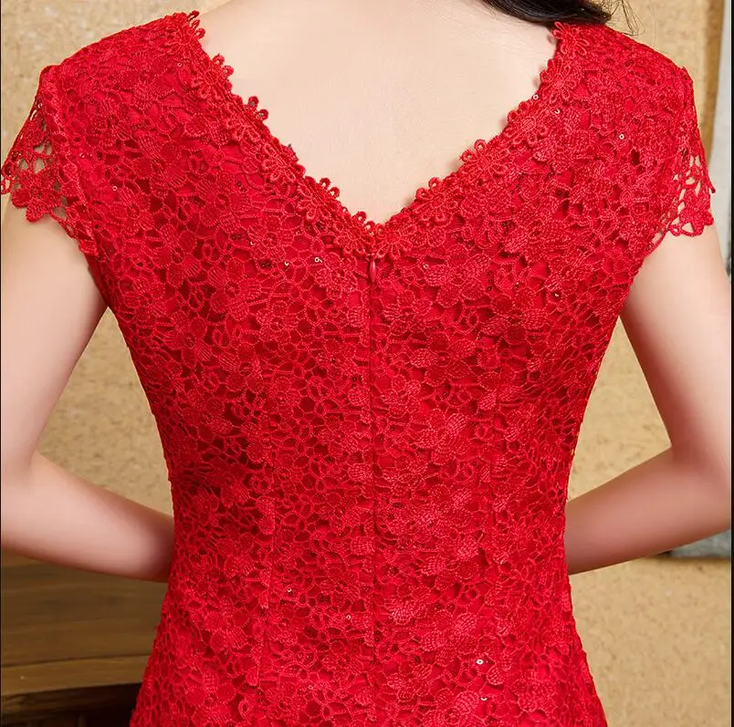 

2017 New High quality Red Chinese WeddingDress Slim Chinese Traditional Fishtail Dress Women for Wedding Party