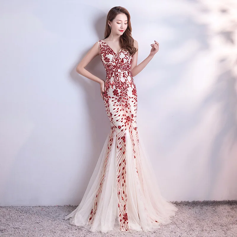 2018 Haute Couture Элегантное длинное вечернее платье сексуальное с v образным вырезом