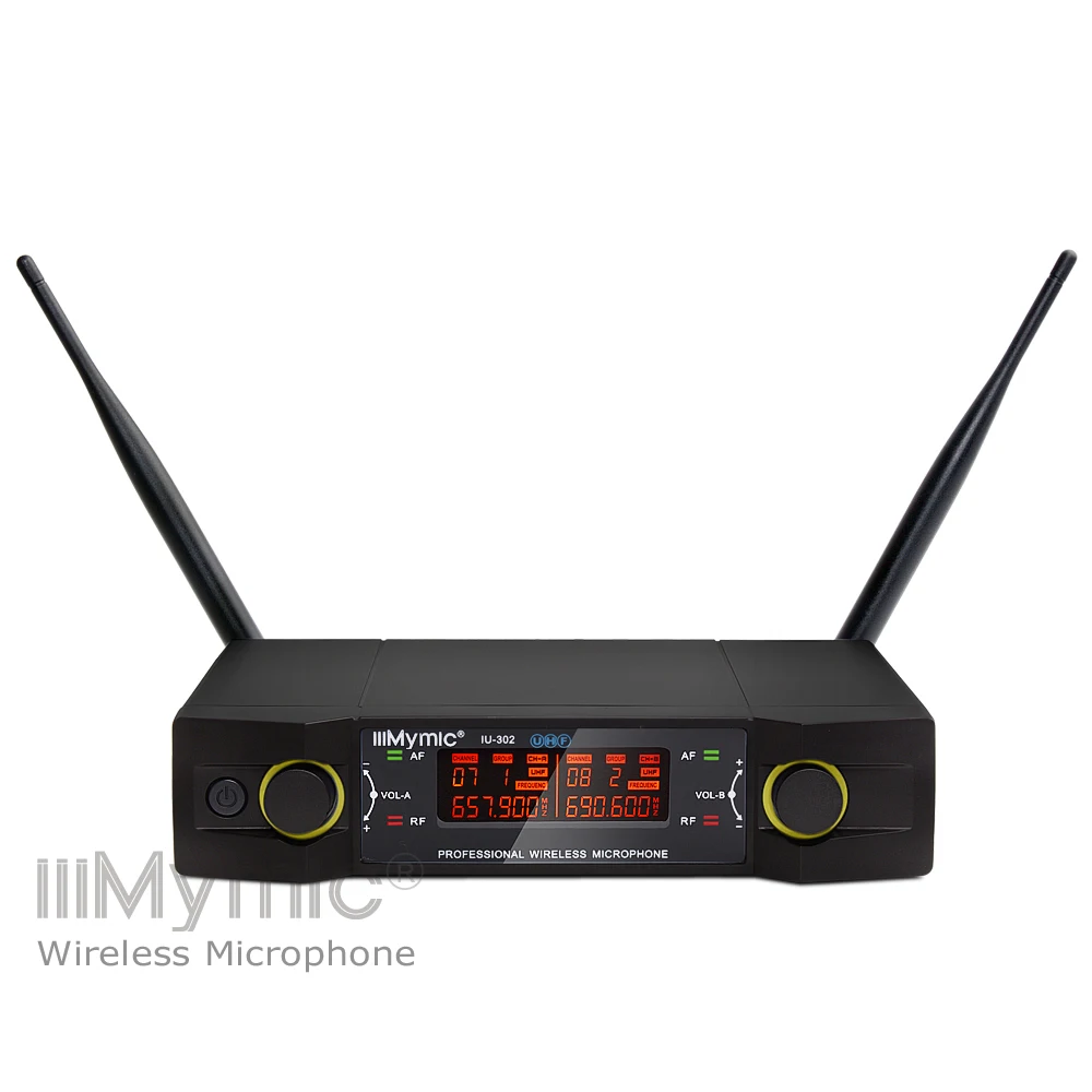 IU-302 UHF двухканальный 2 ручной микрофон передатчик профессиональный караоке UHF беспроводной микрофон система с экраном дисплея