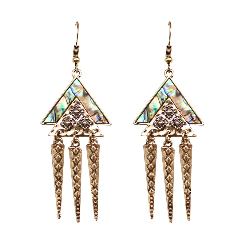 Серьги в ретро стиле с блестками треугольник Ромб бахрома геометрические серьги