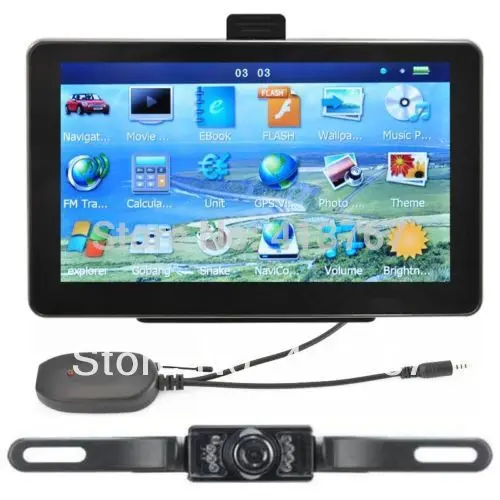7 Inch Car GPS Navigation + Wireless Rearview Camera Bluetooth AV-IN Bundle latest New Map |