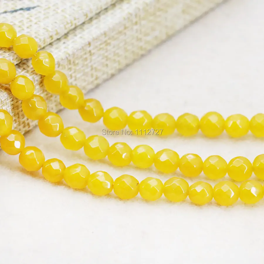 

6mm 4mm Accessory Crafts Crafts Yellow Chalcedony Loose Round Beads Stone Faceted DIY Jewelry Making Gifts 15inch Fitting Female