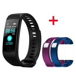 Black ad Purpleblue Смарт-часы фитнес-браслет монитор сердечного ритма IP67 водонепроницаемый цветной экран Спортивный трекер часы для IOS Android PK Mi Band 2 3 - Цвет: Black ad Purpleblue