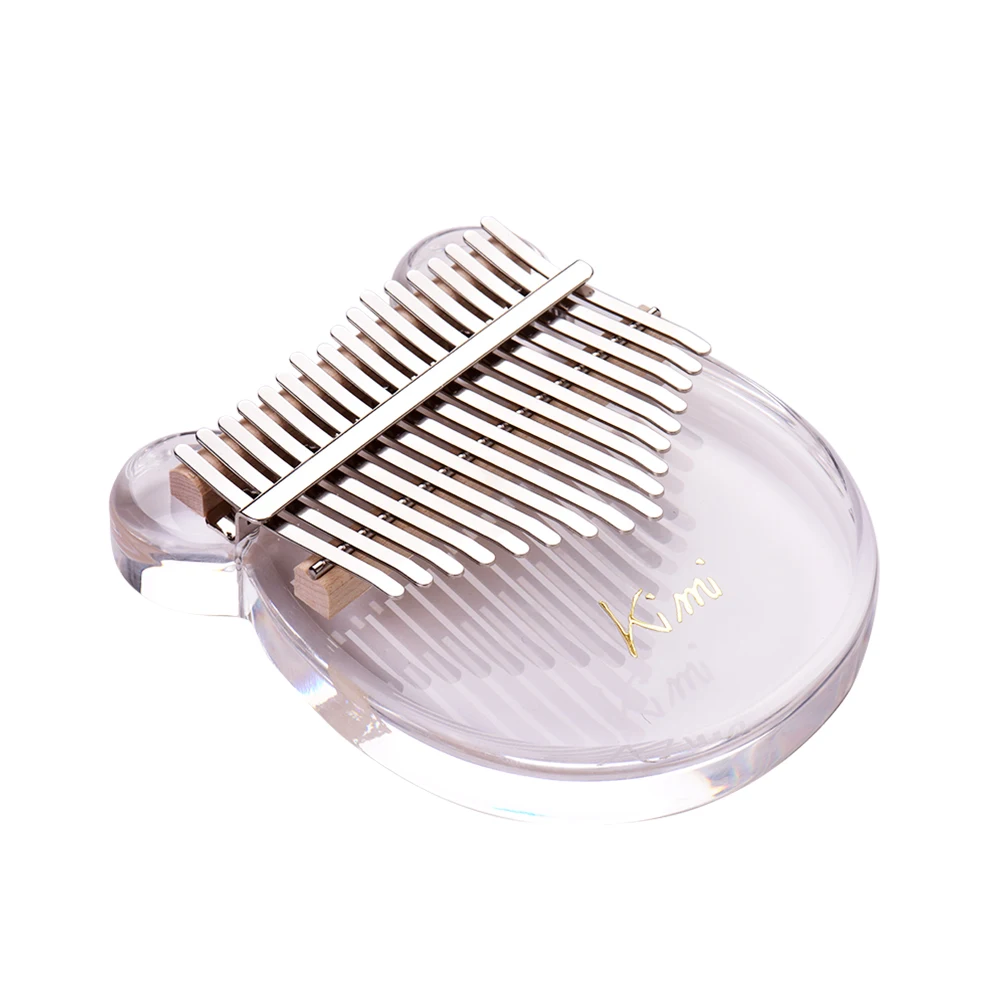 

Kids 17-Key Kalimba Thumb Piano Transparent Acrylic Material with Musical Note Stickers Tuning Hammer Cleaning Cloth Gift