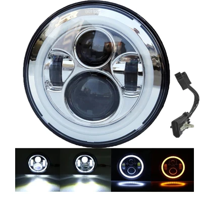 Only chrome headlamp Черный мото светодиодный головной светильник 7 ''фара двигателя ангельские глазки с 4,5" светодиодный противотуманный светильник moto rcycle 7 ''кронштейн для Touring Trike Softail - Цвет: Only chrome headlamp