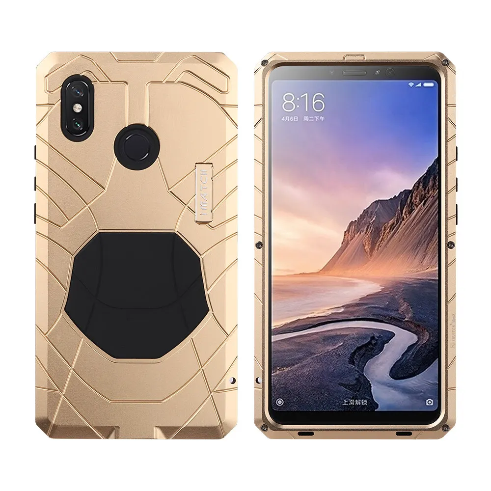 Gold Для Xiaomi mi Max3 Max2 чехол для телефона сверхмощная защита Броня Металл mi Max 3 2 Крышка анти-осень алюминий полный защитный кожух - Цвет: Gold