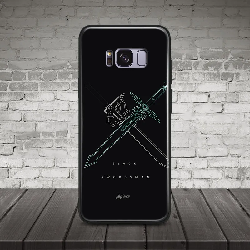 Elucidator Dark repulser SAO Kirito Tempered Glass Soft Silicone Phone Case For Samsung Galaxy S7 Edge S8 S9Plus Note8 9 10 PLUS |