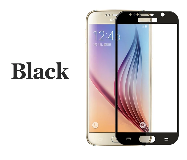Черный 2 шт Стекло для samsung S6 sm-g920f Полный экран протектор для samsung Galaxy S6 закаленное стекло G920 FD защитная пленка S 6 - Цвет: Черный