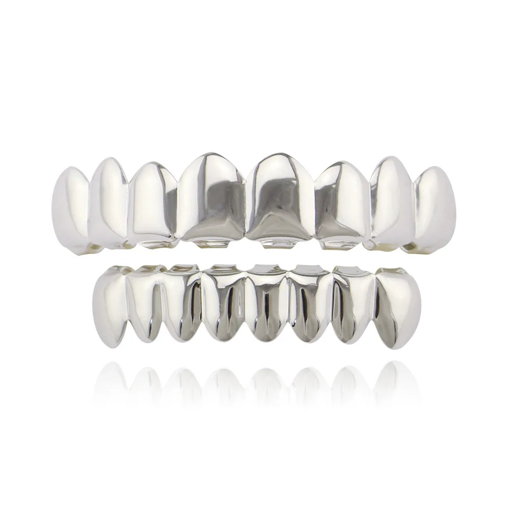Bnrelease хип хоп грили зубы колпачок Золото Серебро Черный Grillz Зубы Топ нижний Набор Bling зубы рэппер ювелирные изделия - Окраска металла: Silver Set
