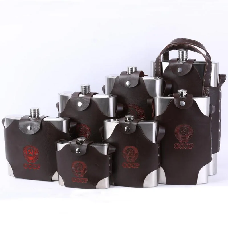 Фото 8 18 48 108 178 унций фляга из нержавеющей стали с ремнем Чехол и воронка Персонализированная фляжка для виски алкоголя вина ликера бутылка №3
