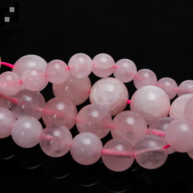 Бисер BASEHOME 1 полоска натуральный каменный розовый кварц 4/6/8/10/12/14 мм круглые