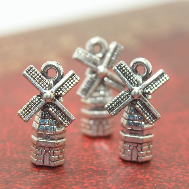 40 шт 10x17 мм античные серебряные тона Подвески в форме мельницы для изготовления