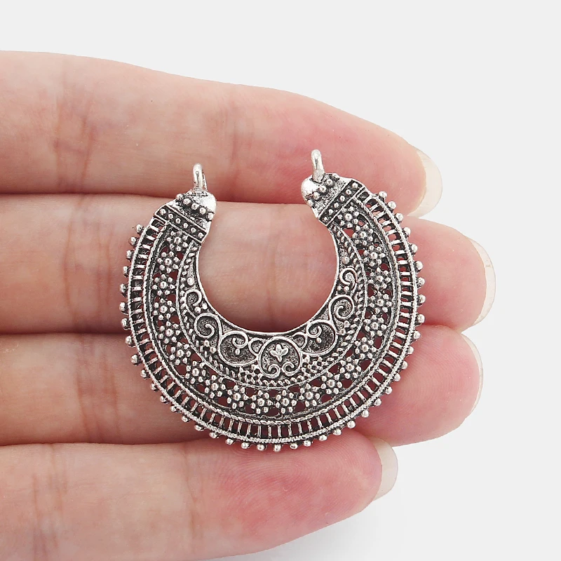6 шт. тибетские серебряные серьги-подвески в виде полумесяца 40 х39 мм | Украшения и