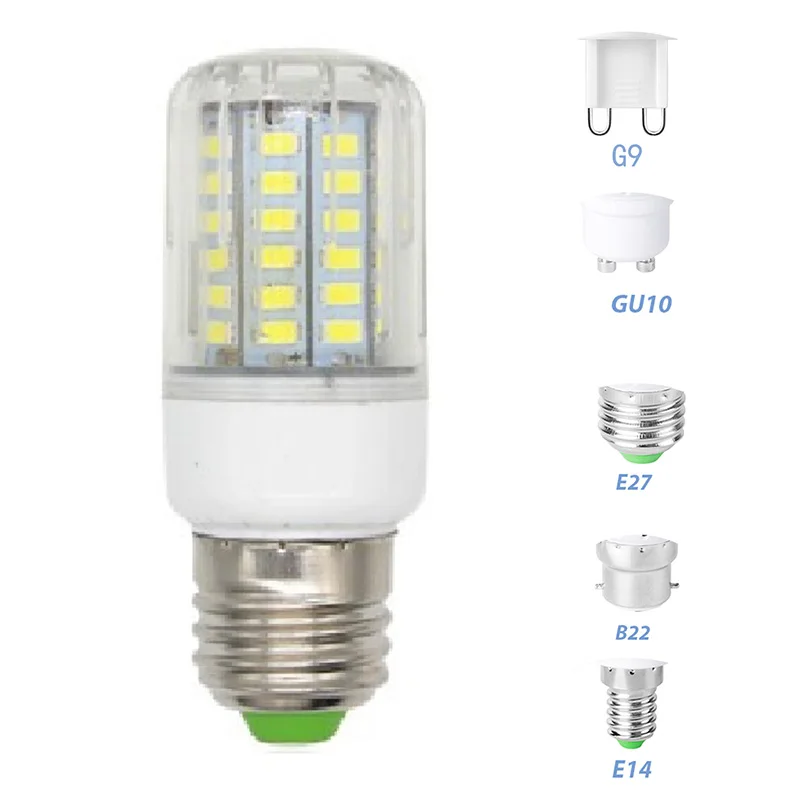 Светодиодные лампы E14/E27/G9/GU10/B22 58 светодиодов SMD5736 650LM AC110V/220 V кукурузные огни для