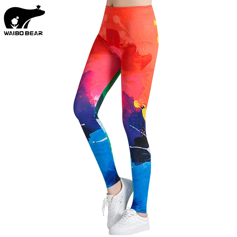 Красочные Леггинсы для фитнеса женские леггинсы с 3d принтом эластичные