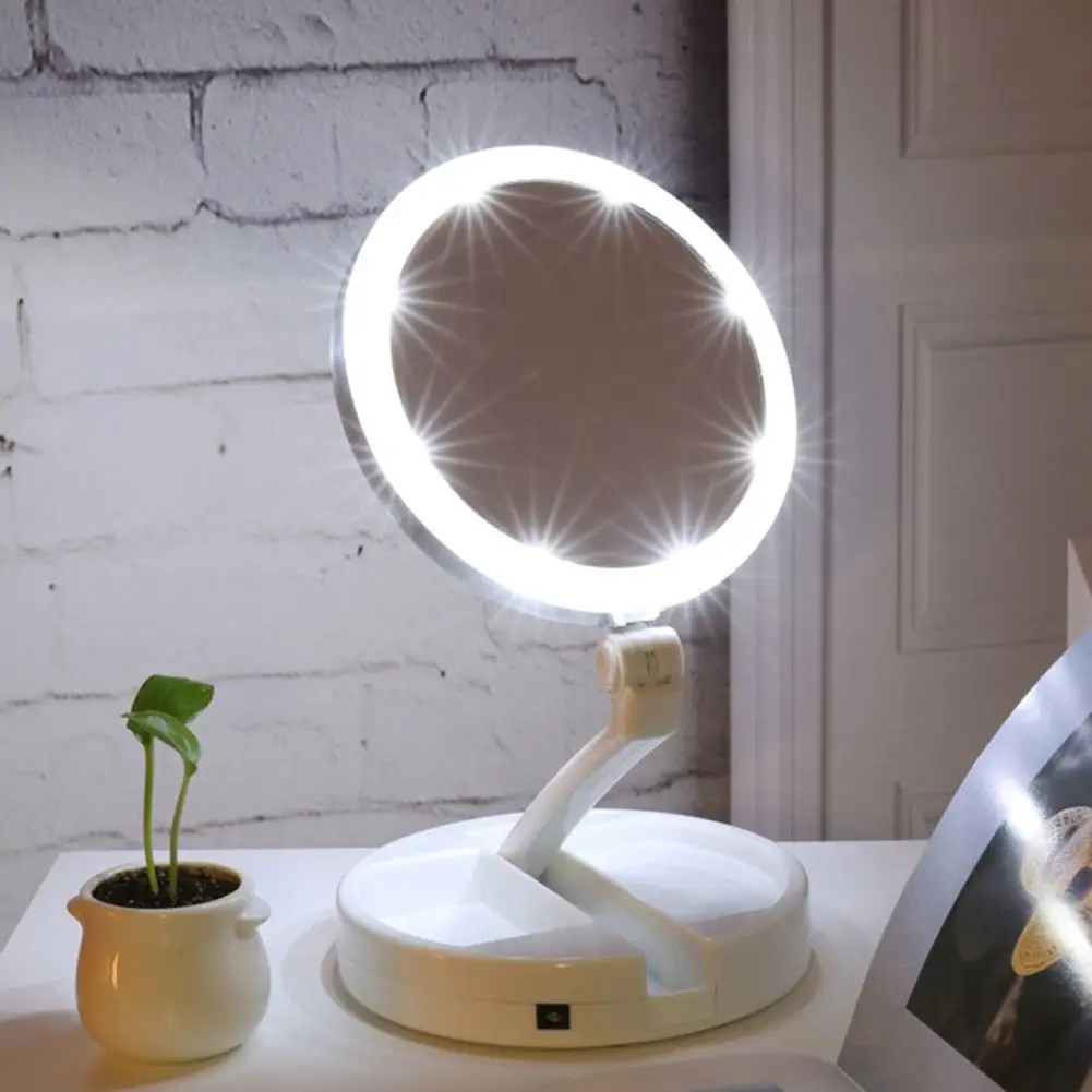 Портативный Led путешествия складной компактное зеркало с подсветкой Сенсорный