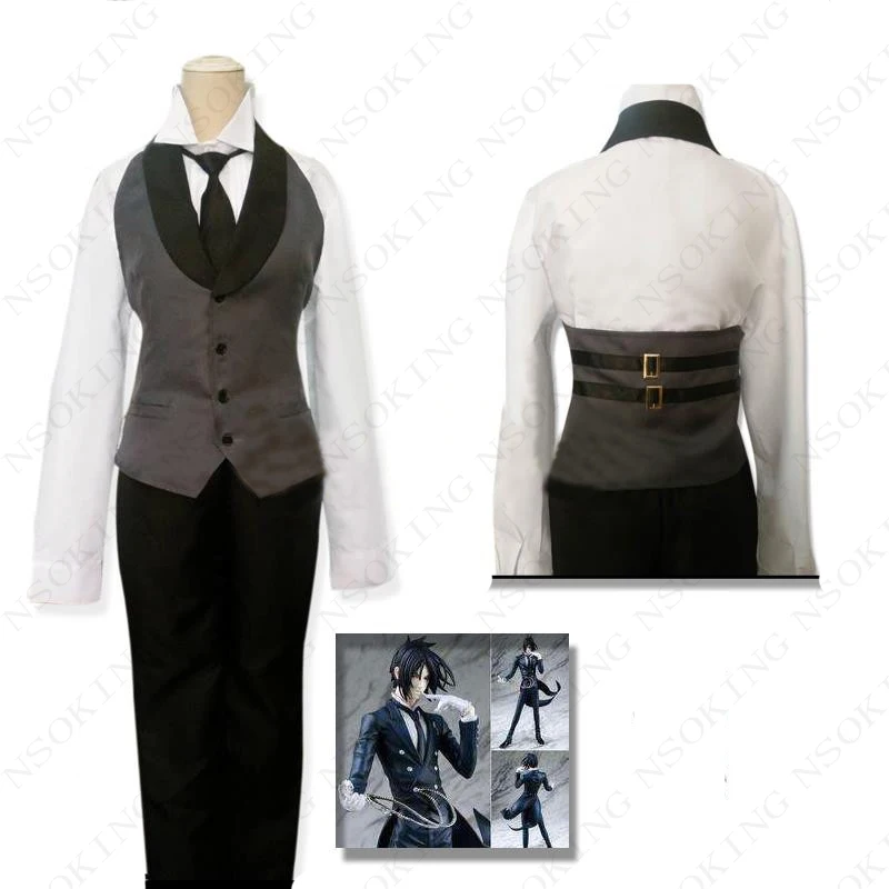 Anime Black Butler Kuroshitsuji Sebastian Michaelis swallow-tailed coat Cosplay Costume Custom made |