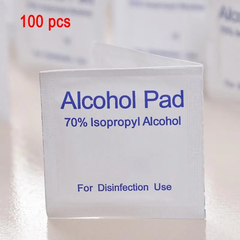 100pcs/lot Alcohol Prep Swap Pad Wet Wipe for Antiseptic Skin Cleaning Care Jewelry Mobile Phone Clean