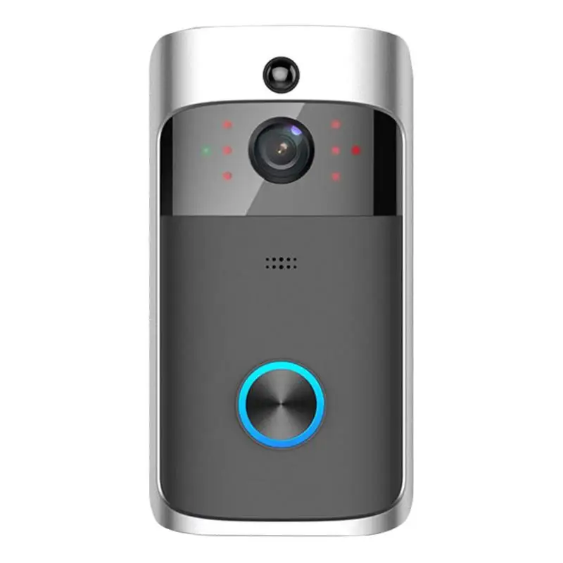 Умный WiFi дверной звонок HD 720P визуальный домофон Запись видео 166 градусов глазок удаленный домашний мониторинг ночное видение - Цвет: Серый